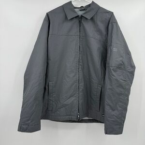 Quiksilver Jacket Men Large Gray Fleeced Lined Full Zip PVC Shell Outdoor 90s
